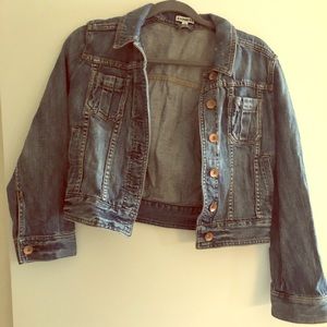 Cropped distressed Express denim jacket